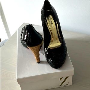 Sergio Zelcer black latent peep-toe heels